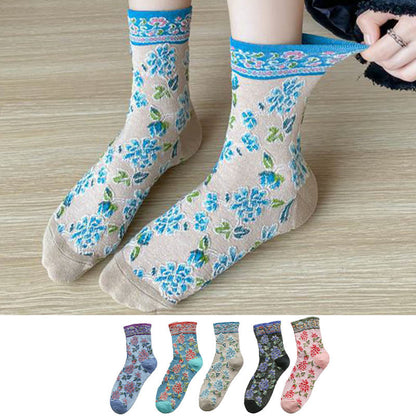 Viertelsocken mit floralem Relief (5 Paar) - Mehrfarbig - EU36-40 (US3-7) - image 1