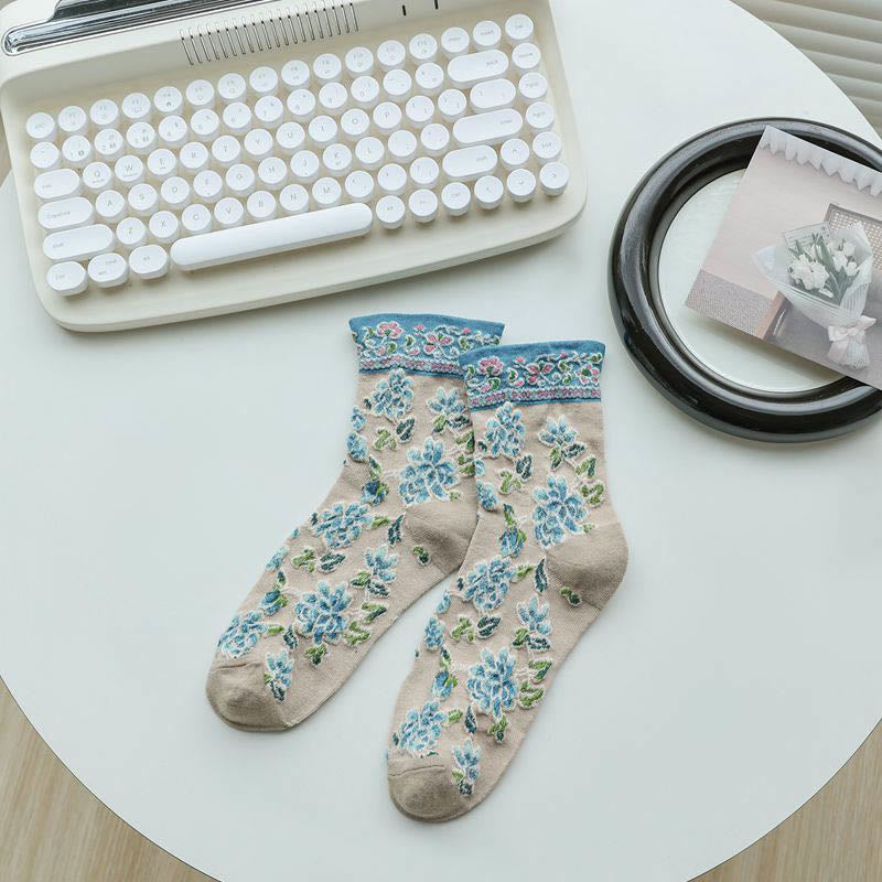 Viertelsocken mit floralem Relief (5 Paar) - Khaki - EU36-40 (US3-7) - image 11