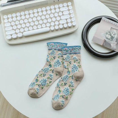 Viertelsocken mit floralem Relief (5 Paar) - Khaki - EU36-40 (US3-7) - image 11