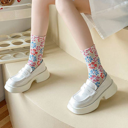 Viertelsocken mit Retro-Schnitzblumen (5 Paar) - image 6