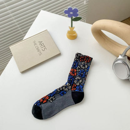Viertelsocken mit Retro-Schnitzblumen (5 Paar) - Schwarz - EU36-40 (US3-7) - image 10