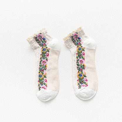 Vintage-Spitzen-Söckchen (5 Paar) - Weiß - EU36-40 (US3-7) - image 9