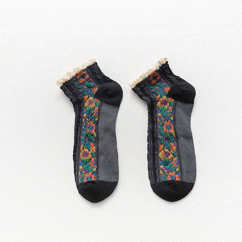 Vintage-Spitzen-Söckchen (5 Paar) - Schwarz - EU36-40 (US3-7) - image 11