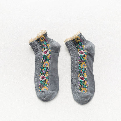 Vintage-Spitzen-Söckchen (5 Paar) - Dunkelgrau - EU36-40 (US3-7) - image 10
