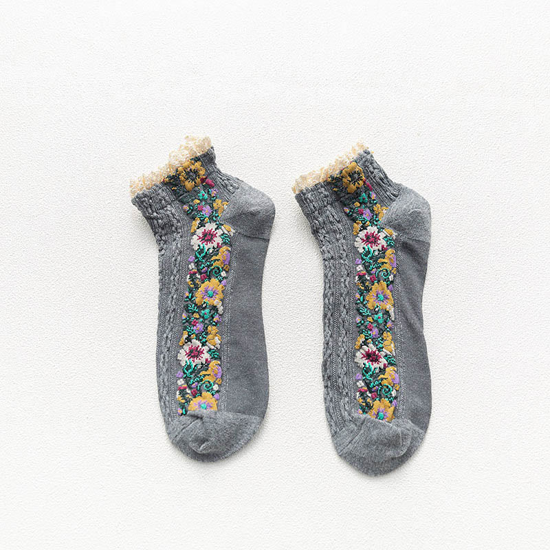Vintage-Spitzen-Söckchen (5 Paar) - Dunkelgrau - EU36-40 (US3-7) - image 11