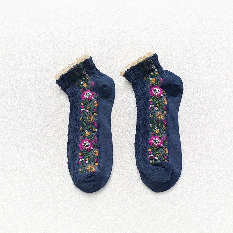 Vintage-Spitzen-Söckchen (5 Paar) - Marineblau - EU36-40 (US3-7) - image 13