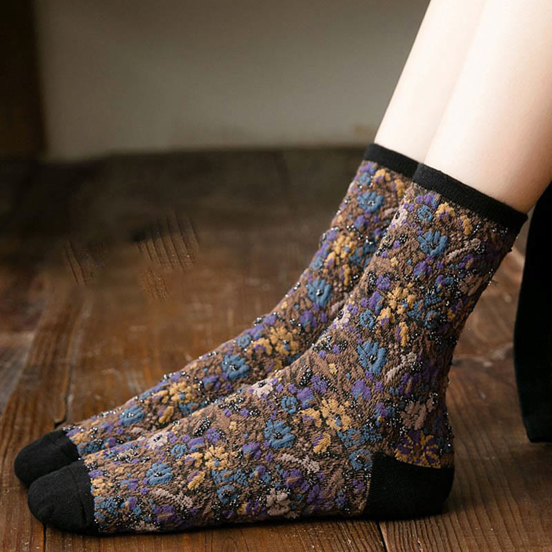 Viertelsocken mit Pflanzen und Blumen (5 Paar) - image 6