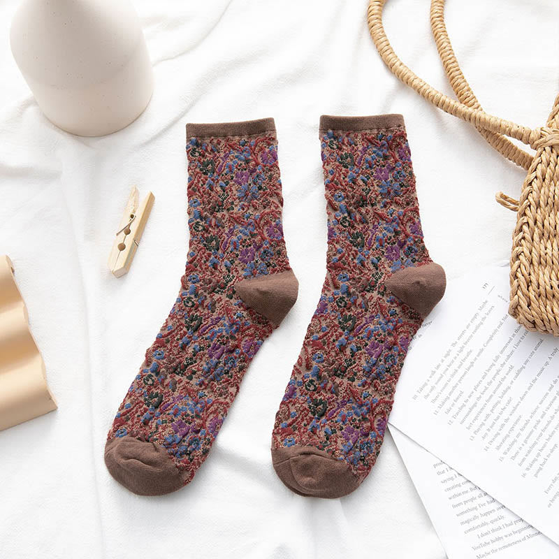 Viertelsocken mit Pflanzen und Blumen (5 Paar) - Kaffee - EU36-40 (US3-7) - image 12