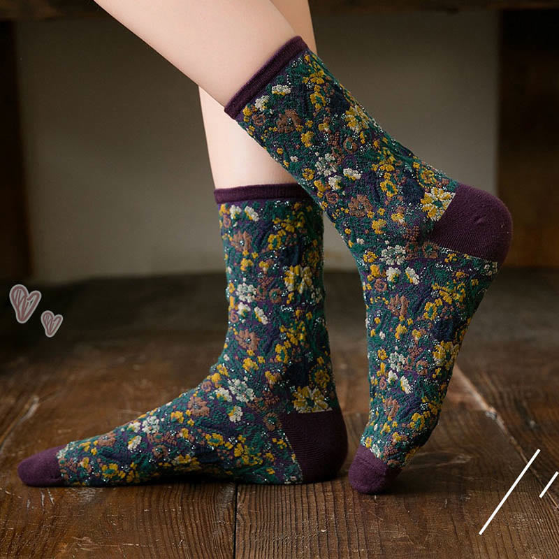 Viertelsocken mit Pflanzen und Blumen (5 Paar) - image 5