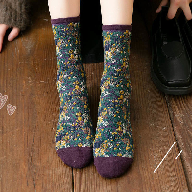 Viertelsocken mit Pflanzen und Blumen (5 Paar) - image 4