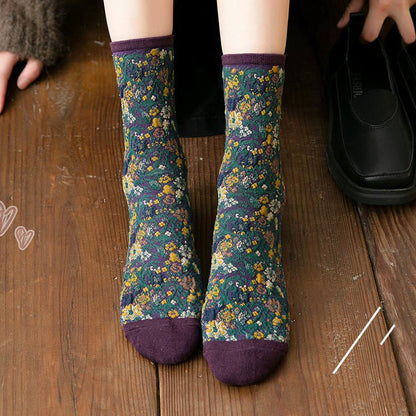 Viertelsocken mit Pflanzen und Blumen (5 Paar) - image 4