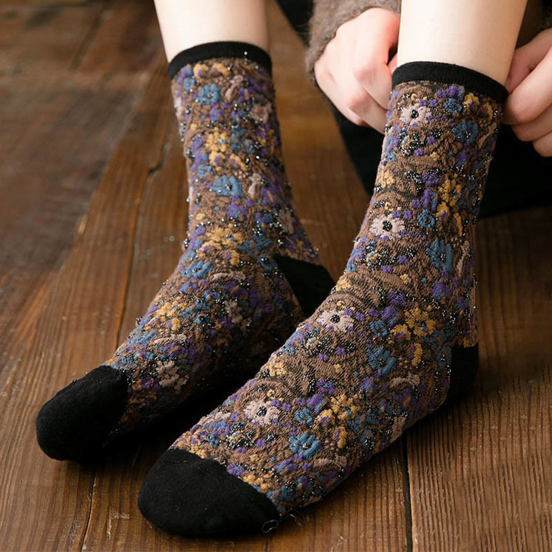 Viertelsocken mit Pflanzen und Blumen (5 Paar) - image 7
