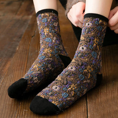 Viertelsocken mit Pflanzen und Blumen (5 Paar) - image 7
