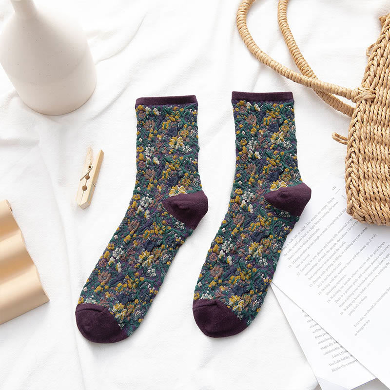 Viertelsocken mit Pflanzen und Blumen (5 Paar) - Lila - EU36-40 (US3-7) - image 11