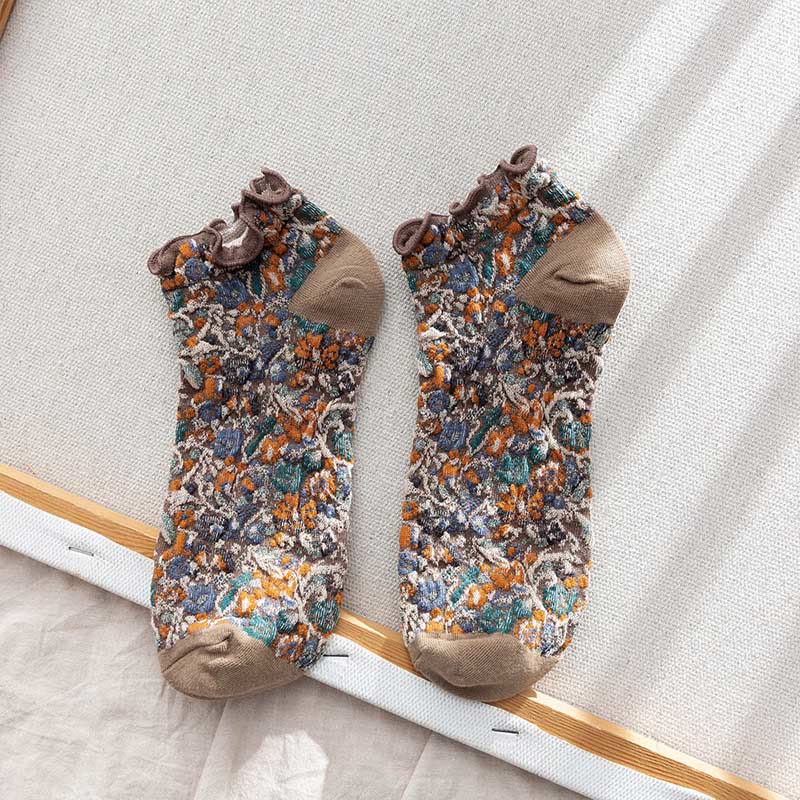 Söckchen im College-Stil mit Blumenmuster (5 Paar) - Khaki - EU36-40 (US3-7) - image 10