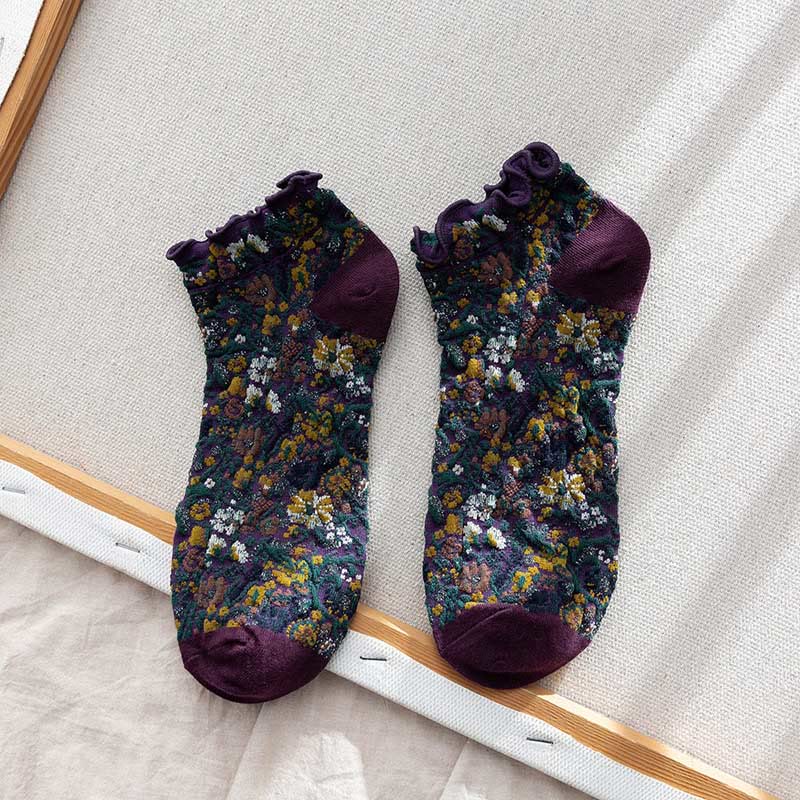 Söckchen im College-Stil mit Blumenmuster (5 Paar) - Lila - EU36-40 (US3-7) - image 11