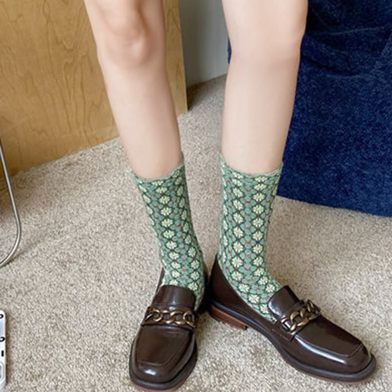 Elegante französische Viertelsocken mit Blumenmuster (5 Paar)