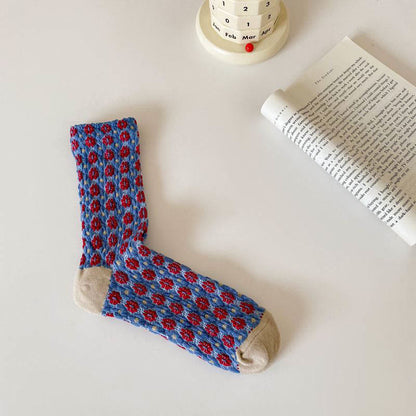 Elegante französische Viertelsocken mit Blumenmuster (5 Paar)