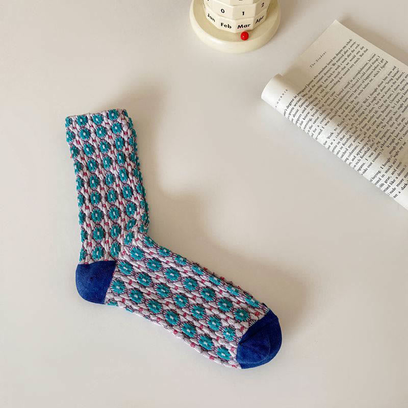 Elegante französische Viertelsocken mit Blumenmuster (5 Paar)