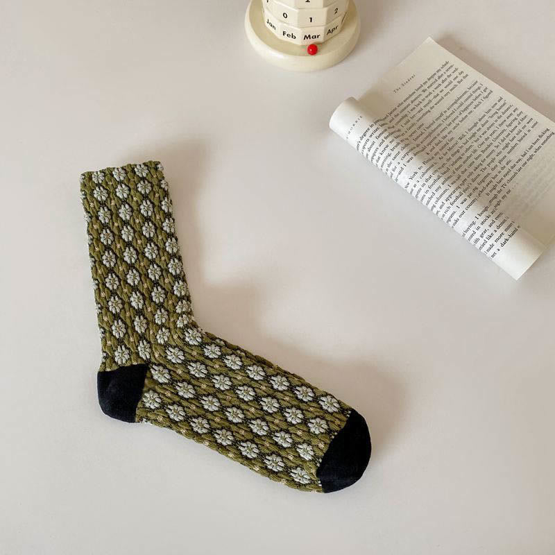 Elegante französische Viertelsocken mit Blumenmuster (5 Paar) - Armeegrün - EU36-40 (US3-7) - image 7