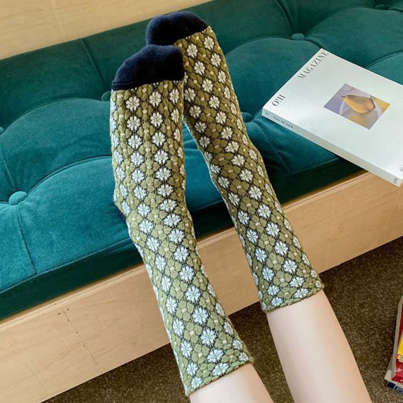Elegante französische Viertelsocken mit Blumenmuster (5 Paar)
