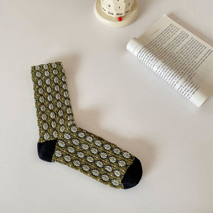Elegante französische Viertelsocken mit Blumenmuster (5 Paar)