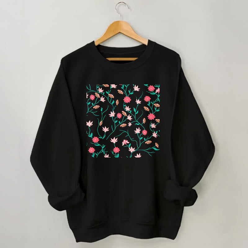 Sweatshirt mit Blumenmuster in Rot und Rosa in Übergröße - Schwarz - 3XL - image 3