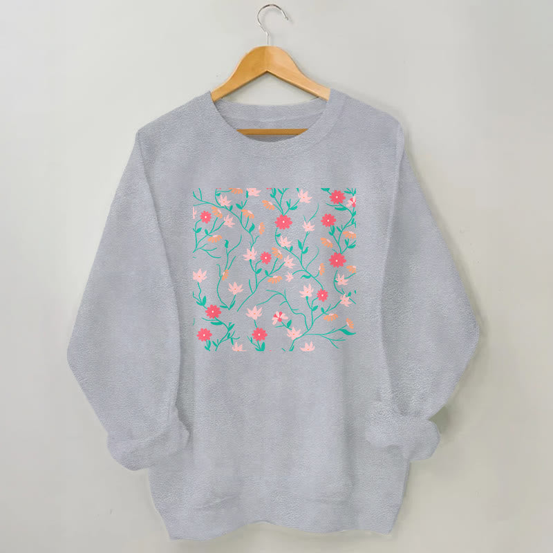 Sweatshirt mit Blumenmuster in Rot und Rosa in Übergröße - Grau - 3XL - image 1