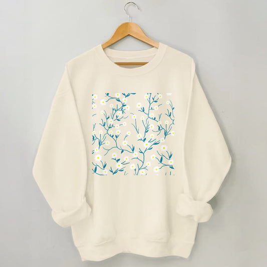 Weißes Sweatshirt mit Gänseblümchenmuster in Übergröße - Aprikose - 3XL - image 1