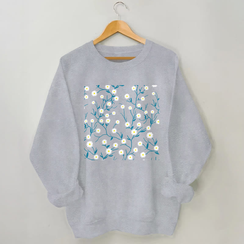 Weißes Sweatshirt mit Gänseblümchenmuster in Übergröße - Grau - 3XL - image 1