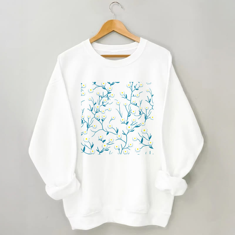 Weißes Sweatshirt mit Gänseblümchenmuster in Übergröße - Weiß - 3XL - image 3