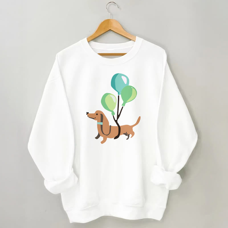 Sweatshirt mit Ballon-Dackel in Übergröße - Weiß - 3XL - image 3