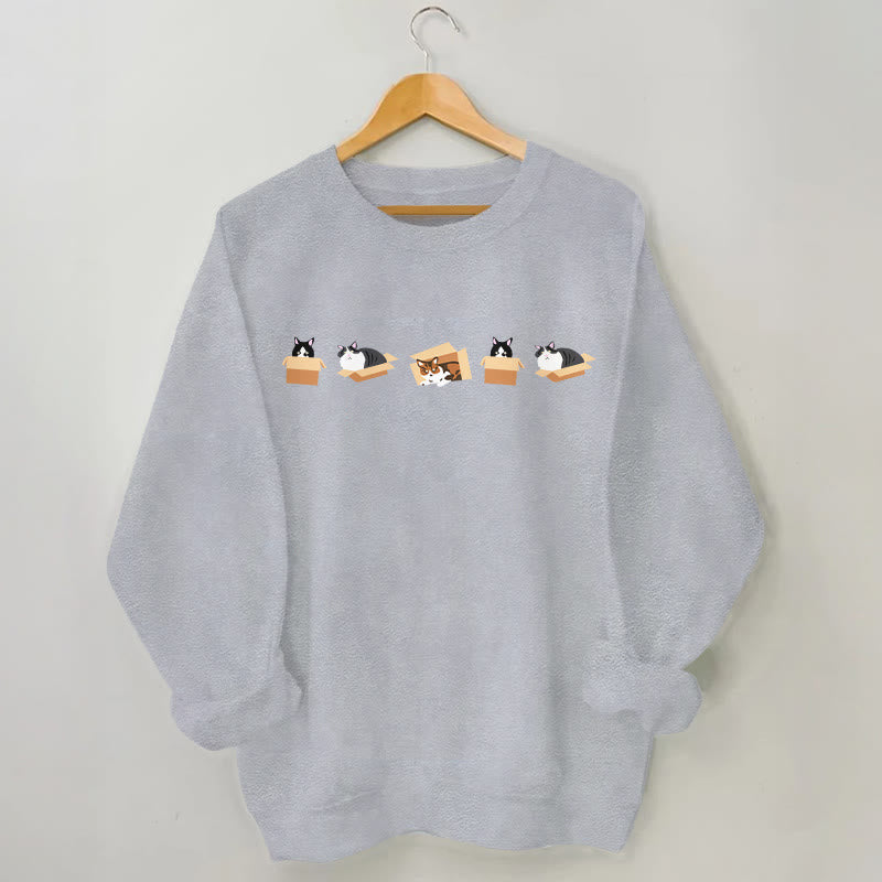 Sweatshirt mit Katzenmotiv in Übergröße - Grau - 3XL - image 2
