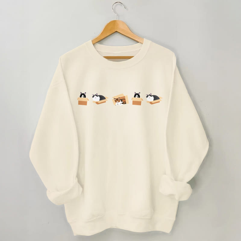 Sweatshirt mit Katzenmotiv in Übergröße - Aprikose - 3XL - image 0