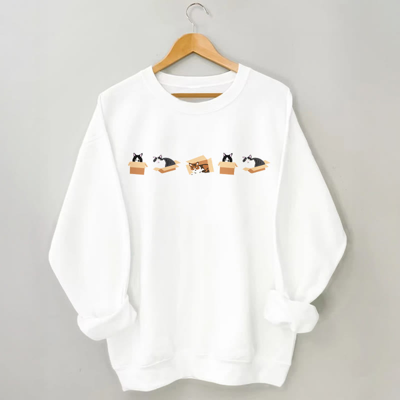 Sweatshirt mit Katzenmotiv in Übergröße - Weiß - 3XL - image 4