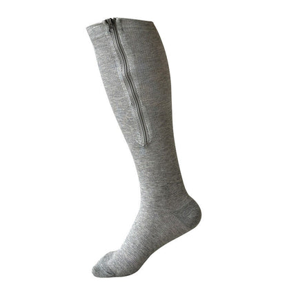 2XL-7XL Übergröße, einfarbig, Kompressionsstrümpfe mit Reißverschluss (3 Paar) - Grau - 7XL - image 5