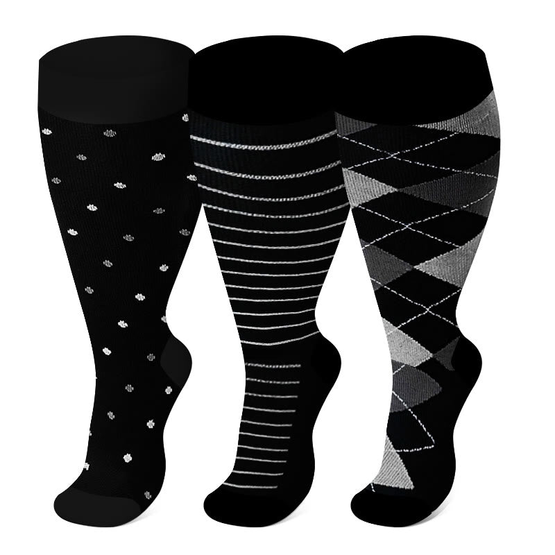 2XL-7XL Übergröße Rhombus-Kompressionsstrümpfe (3 Paar)
