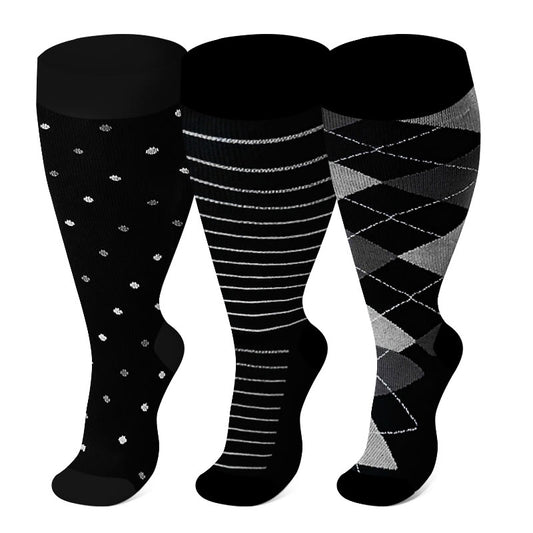 2XL-7XL Übergröße Rhombus-Kompressionsstrümpfe (3 Paar)