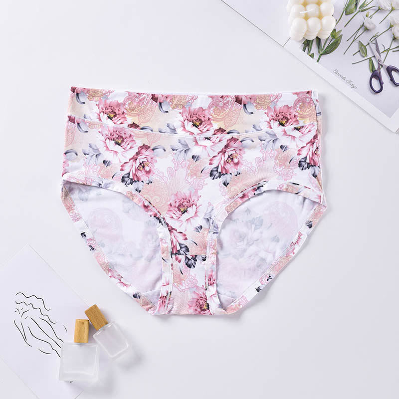 Weiche Höschen mit Blumenmuster in Übergröße (4er-Pack) - Weiß - 4XL - image 7