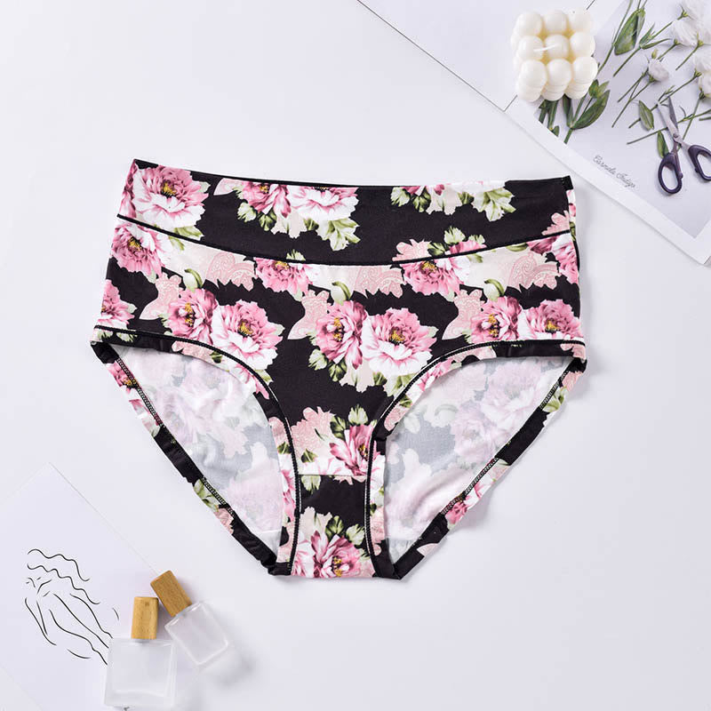 Weiche Höschen mit Blumenmuster in Übergröße (4er-Pack) - Schwarz - 4XL - image 10