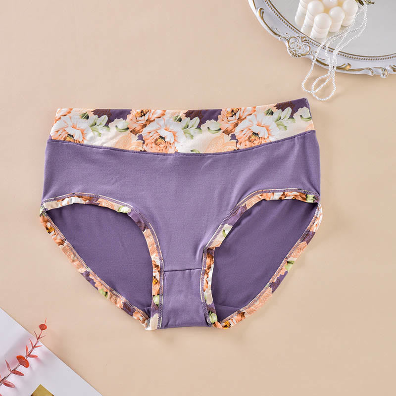 Einfarbige Höschen mit Blumenmuster in Übergröße (6er-Pack) - Lila - 4XL - image 6