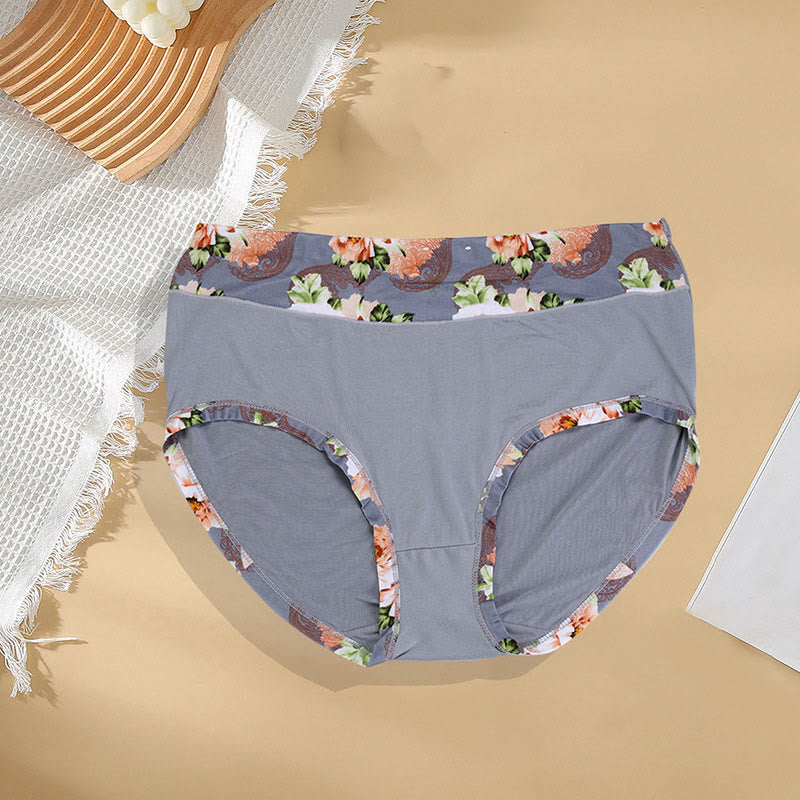 Einfarbige Höschen mit Blumenmuster in Übergröße (6er-Pack) - Grau - 4XL - image 4