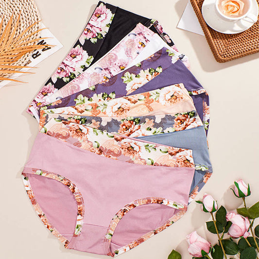 Einfarbige Höschen mit Blumenmuster in Übergröße (6er-Pack) - Mehrfarbig - 4XL - image 1