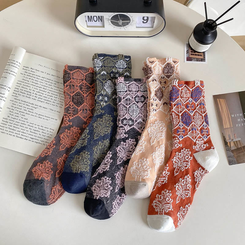 Retro Diamond Quarter Socken (5 Paar)