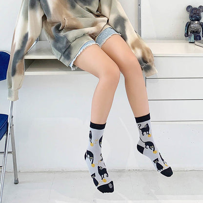 Übergrößen-Viertel-Socken mit Cartoon-Motiv „Schwarze Katze“ (3 Paar) - image 3