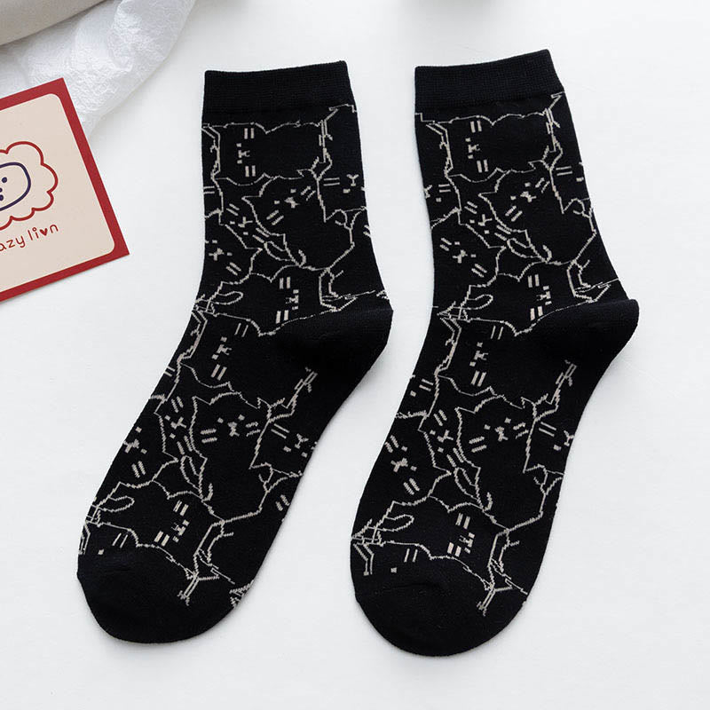 Line Cat Quarter Socken (5 Paar) - Schwarz - EU36-40 (US3-7) - image 10