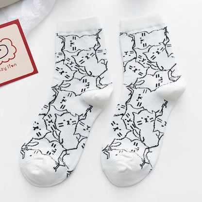 Line Cat Quarter Socken (5 Paar) - Weiß - EU36-40 (US3-7) - image 12