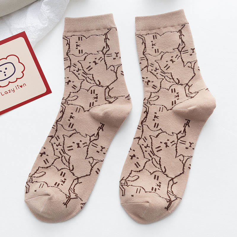 Line Cat Quarter Socken (5 Paar) - Khaki - EU36-40 (US3-7) - image 13