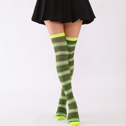 Oberschenkelhohe Socken mit breiten Streifen (6 Paar)