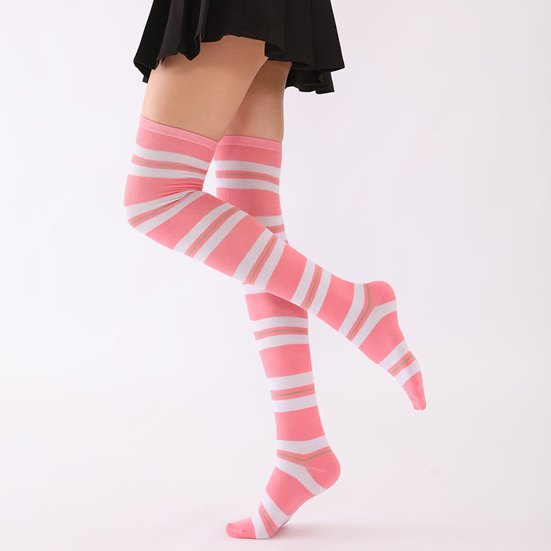 Oberschenkelhohe Socken mit breiten Streifen (6 Paar) - image 5